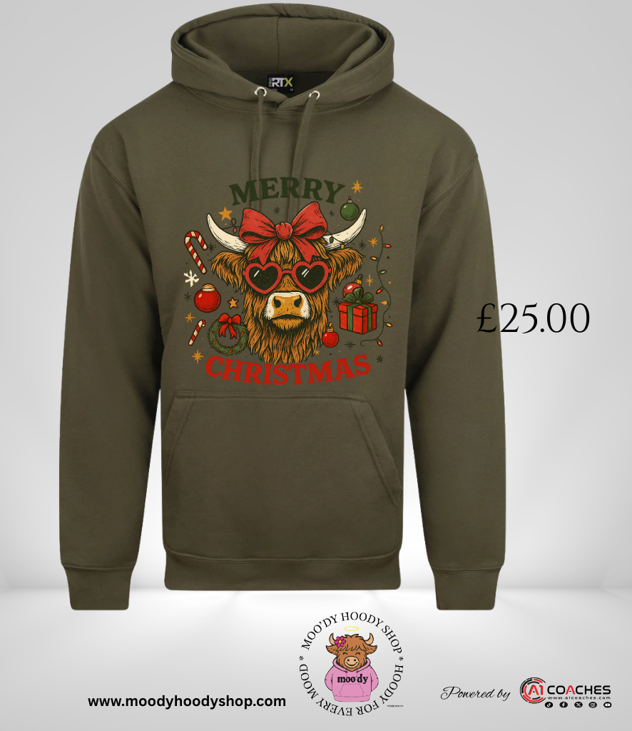 Merry Christmas Highland Cow Hoodie - RTX