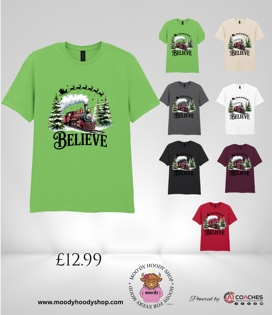 Adult Believe Christmas T shirt