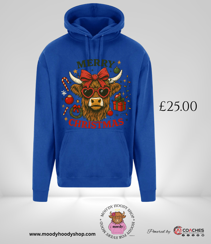 Merry Christmas Highland Cow Hoodie - RTX