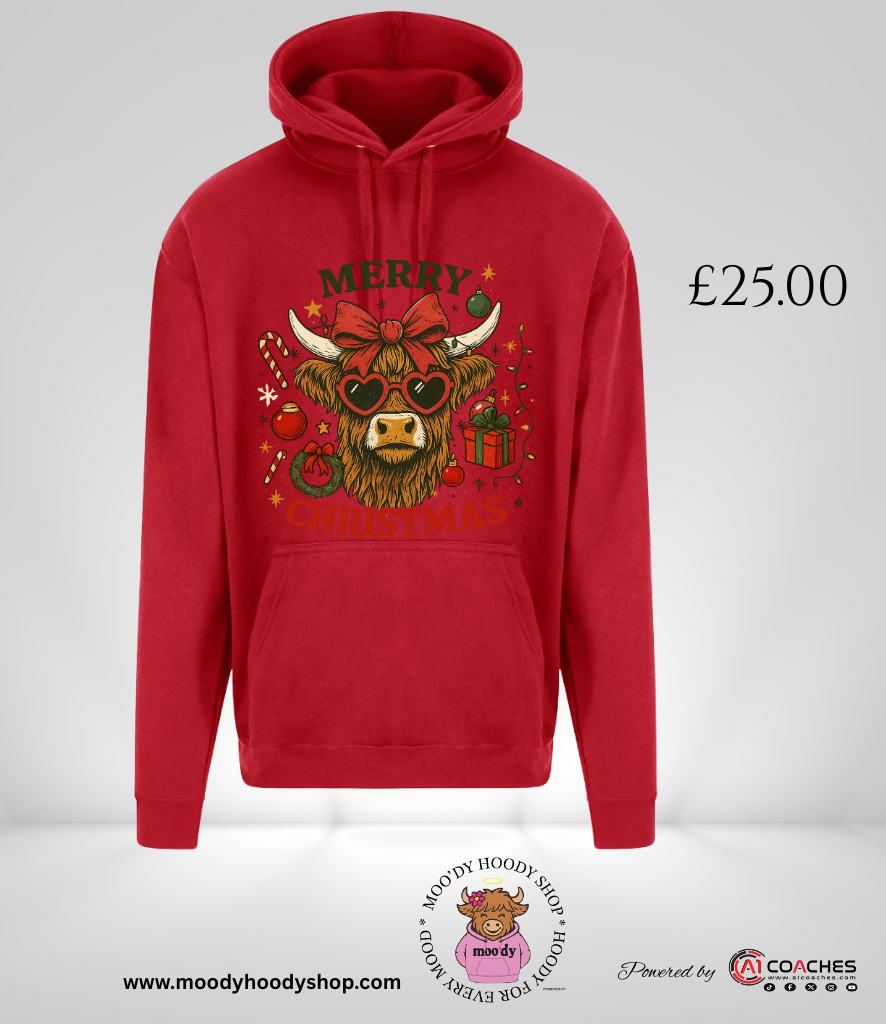 Merry Christmas Highland Cow Hoodie - RTX