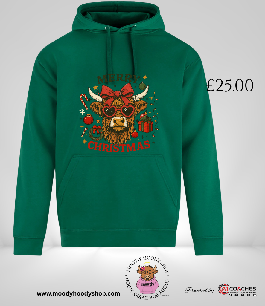 Merry Christmas Highland Cow Hoodie - RTX