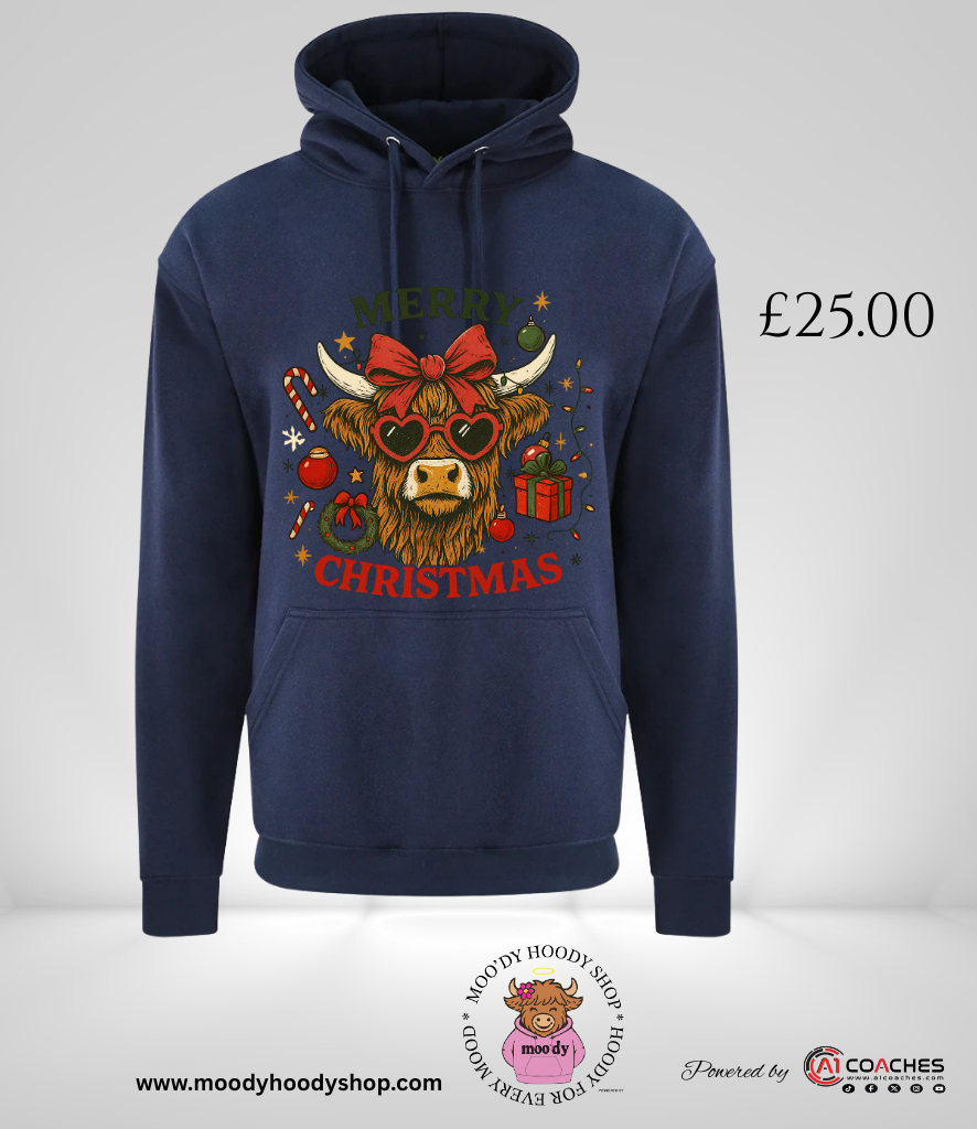 Merry Christmas Highland Cow Hoodie - RTX