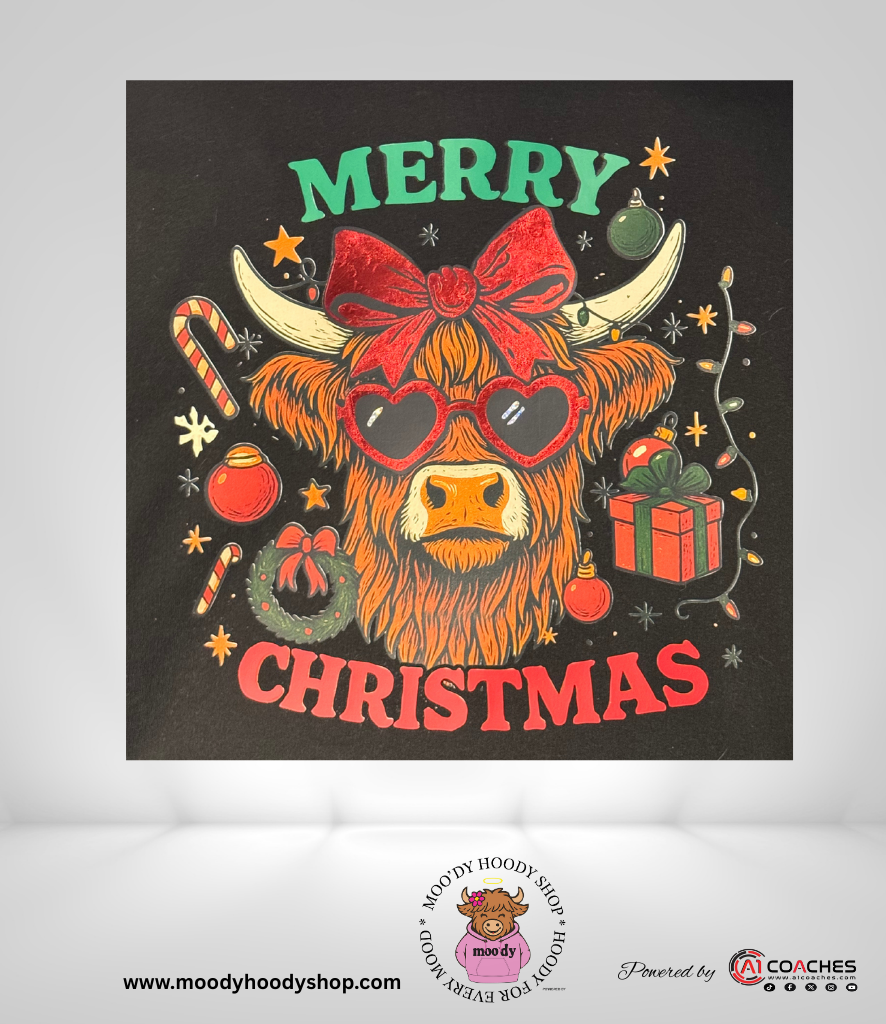 Merry Christmas Highland Cow Hoodie - RTX
