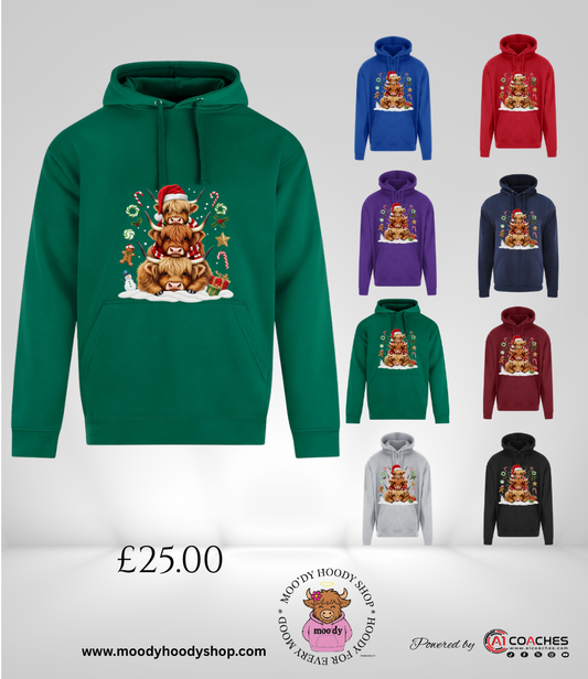 MOODY HIGHLAND COW CHRISMAS HOODIE - RTX